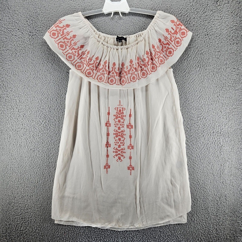 Sanctuary Anthropology DressnSmall Embroidered Geometric Off Shoulder Boho - S